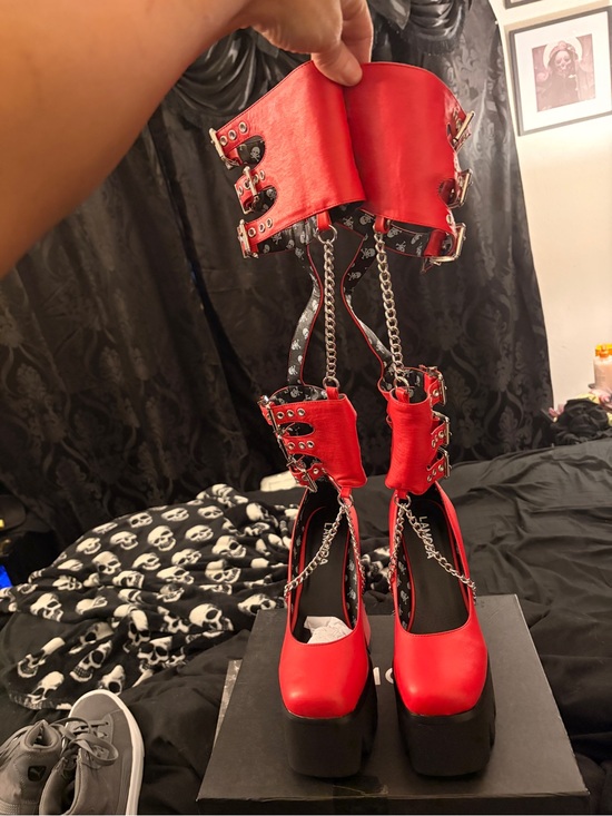 Lamoda Shoes - Brand new Lamoda Red Platform Gothic Chain Ankle-Cuff Heels/boots/sandals